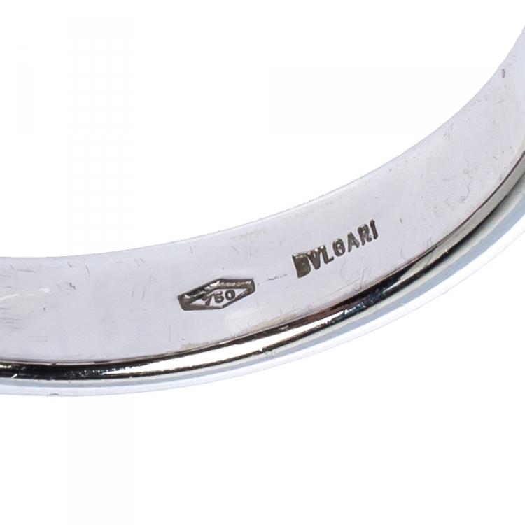 Pre Owned Bvlgari Diamond 18K White Gold Ring Size 54