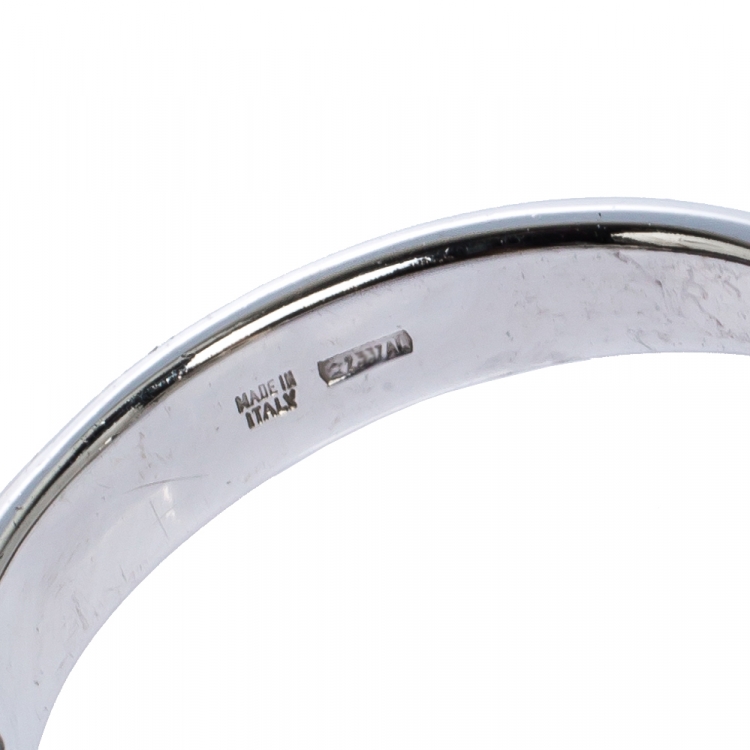 Pre Owned Bvlgari Diamond 18K White Gold Ring Size 54