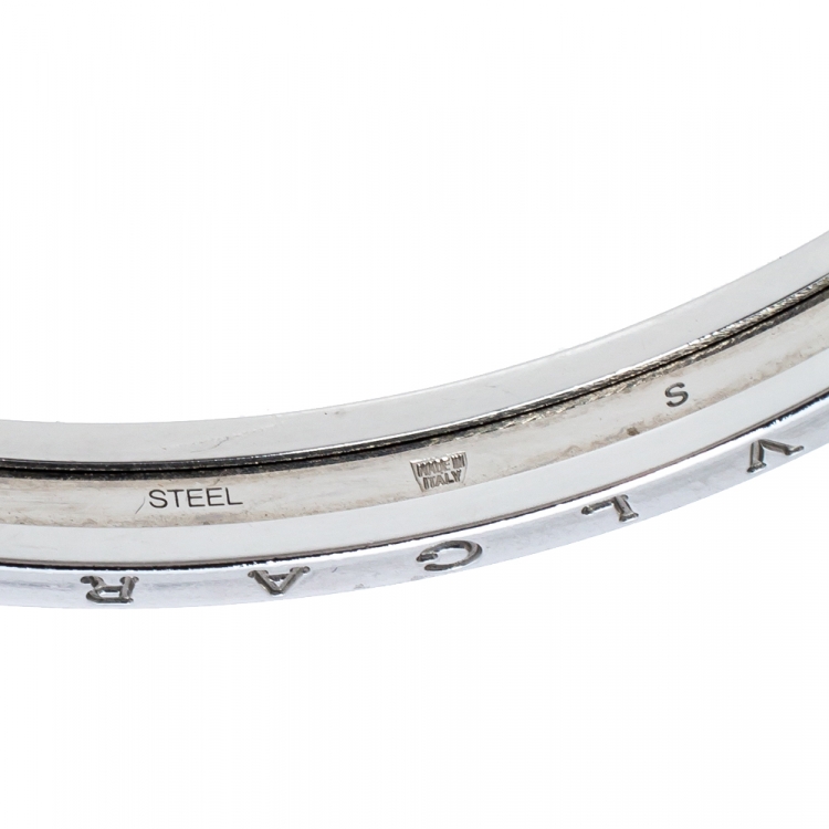 Pre Owned Bvlgari B.Zero1 Stainless Steel & 18k Rose Gold Open Cuff Bracelet S