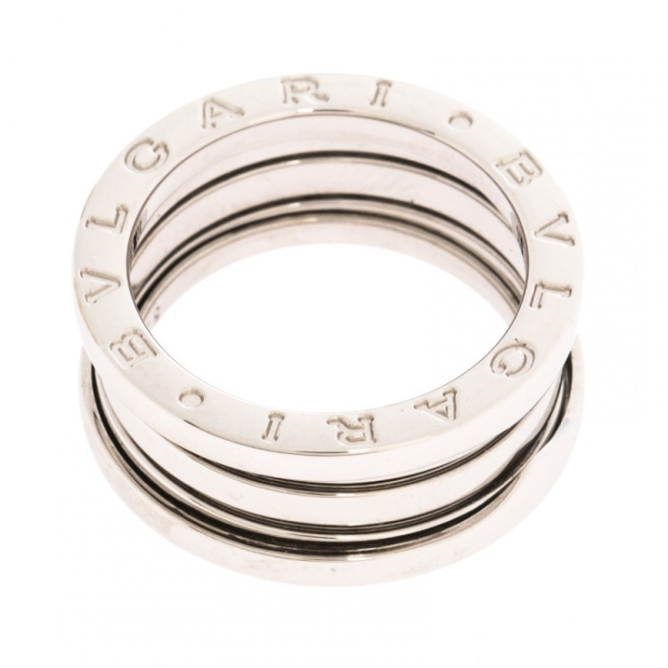 Pre Owned Bvlgari B.Zero1 18K White Gold 3-Band Ring Size 53