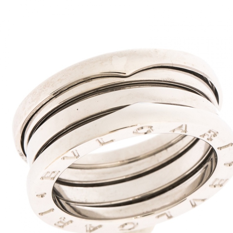 Pre Owned Bvlgari B.Zero1 18K White Gold 3-Band Ring Size 53