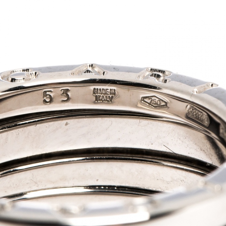 Pre Owned Bvlgari B.Zero1 18K White Gold 3-Band Ring Size 53