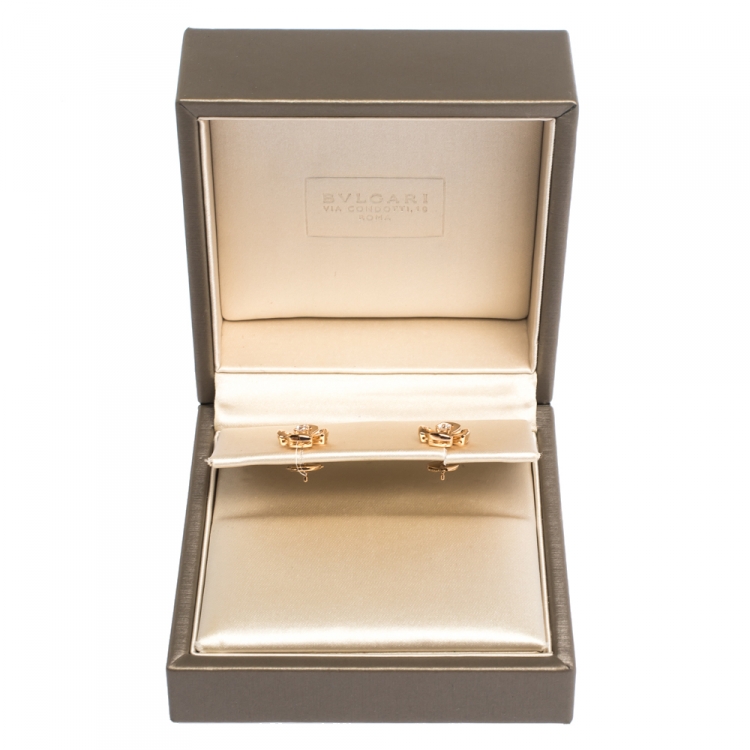 Pre Owned Bvlgari Fiorever Diamond 18K Rose Gold Flower Stud Earrings 
