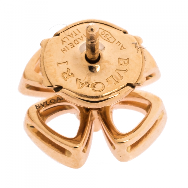 Pre Owned Bvlgari Fiorever Diamond 18K Rose Gold Flower Stud Earrings 