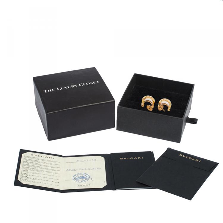 Pre Owned Bvlgari B.Zero1 White Ceramic 18K Rose Gold Earrings