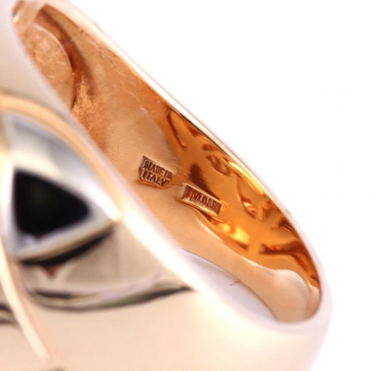 Pre Owned Bvlgari Vintage Pyramid Citrine 18k Yellow Gold Ring Size 52