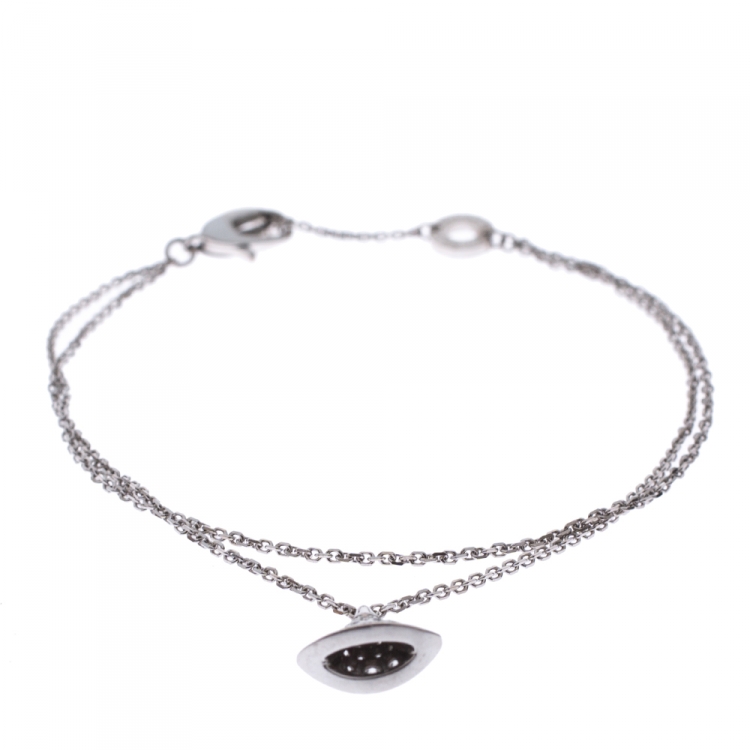 Pre Owned Bvlgari Divas' Dream Pave Diamond 18K White Gold Charm Bracelet SM