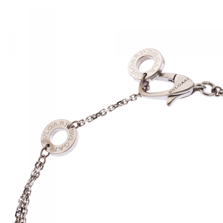 Pre Owned Bvlgari Divas' Dream Pave Diamond 18K White Gold Charm Bracelet SM