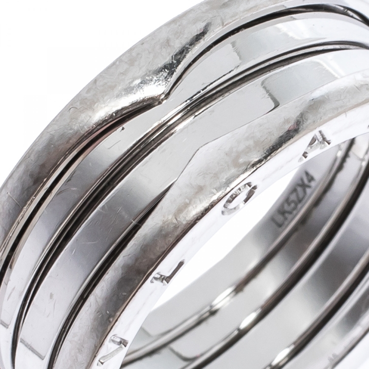 Pre Owned Bvlgari B.Zero1 18K White Gold 3-Band Ring Size 65