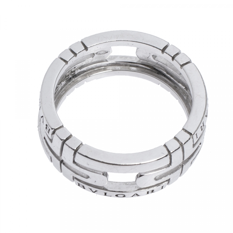 Pre Owned Bvlgari Parentesi 18K White Gold Band Ring Size 55