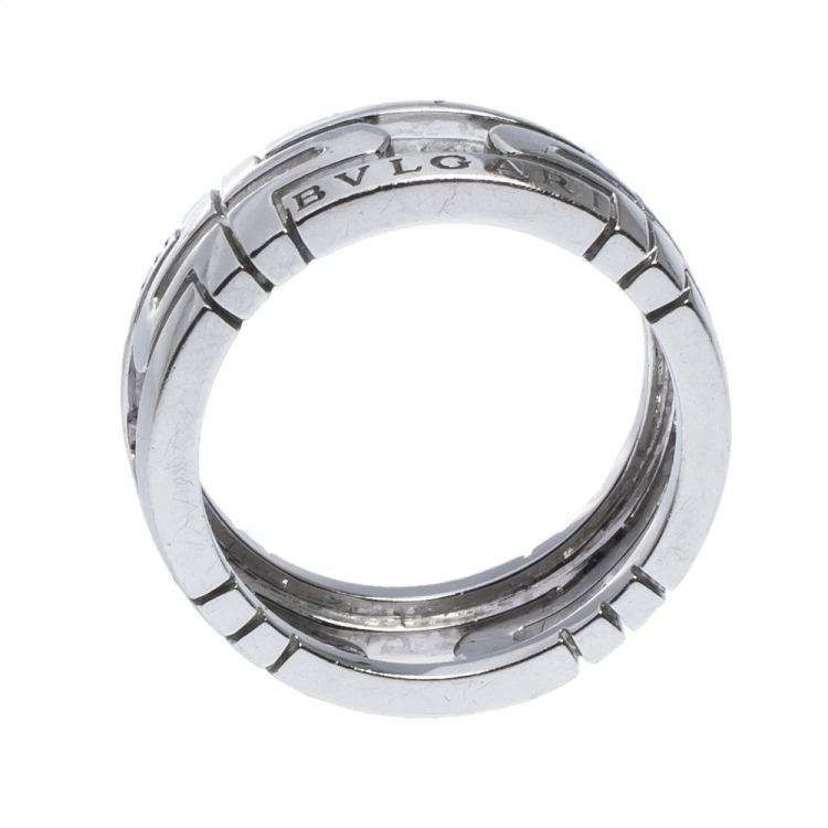 Pre Owned Bvlgari Parentesi 18K White Gold Band Ring Size 55