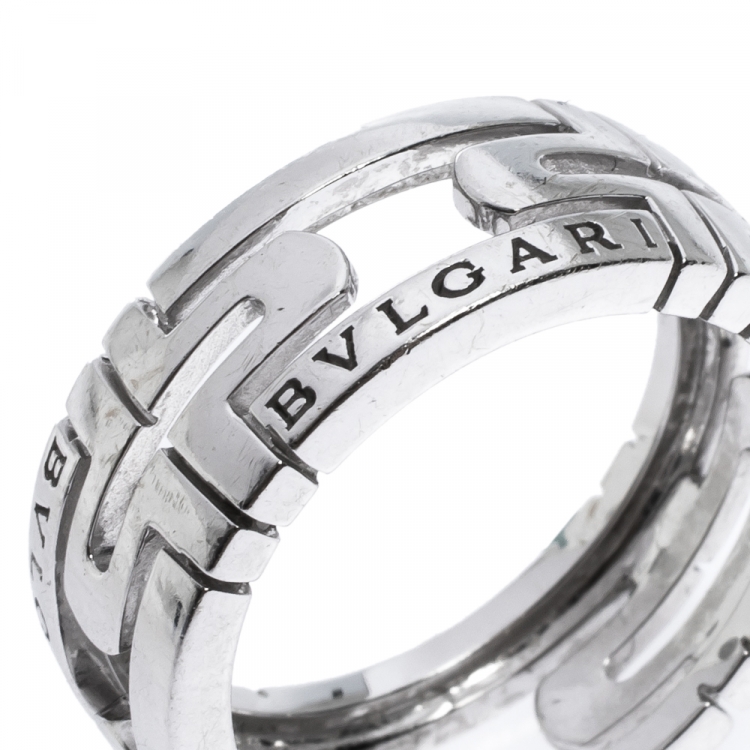 Pre Owned Bvlgari Parentesi 18K White Gold Band Ring Size 55