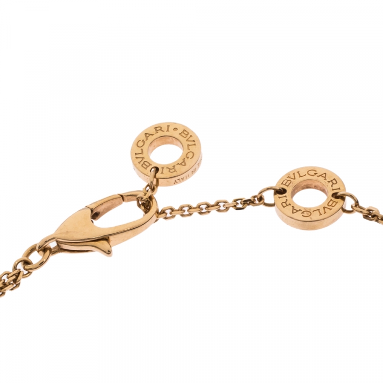 Pre Owned Bvlgari Divas' Dream Pavè Diamond 18K Rose Gold Charm Bracelet