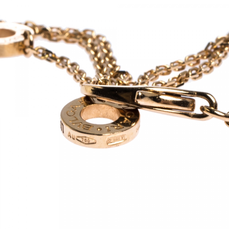 Pre Owned Bvlgari Divas' Dream Pavè Diamond 18K Rose Gold Charm Bracelet