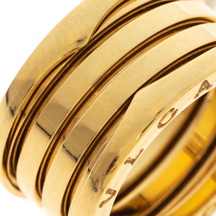 Pre Owned Bvlgari B.Zero1 18K Yellow Gold Four Band Ring Size 54
