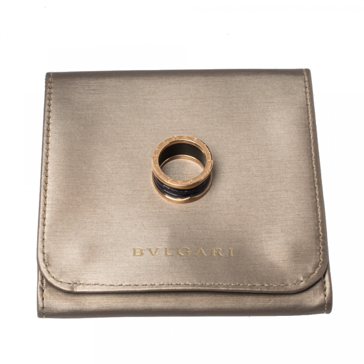 Pre Owned Bvlgari B.Zero1 Lapis Lazuli 18K Rose Gold 4-Band Ring Size 54