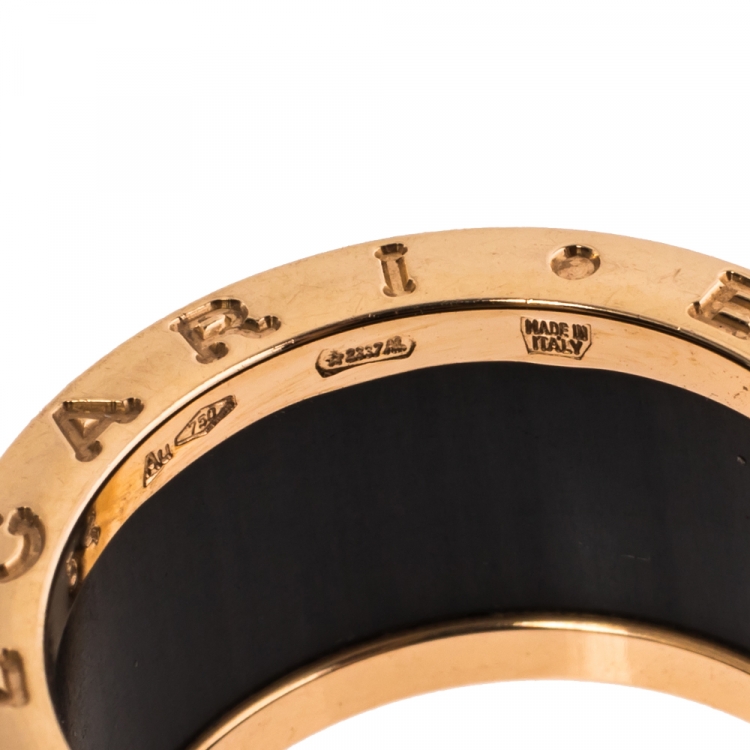 Pre Owned Bvlgari B.Zero1 Lapis Lazuli 18K Rose Gold 4-Band Ring Size 54