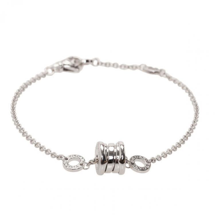 Pre Owned Bvlgari B.Zero1 18kt White Gold Soft Bracelet 19CM