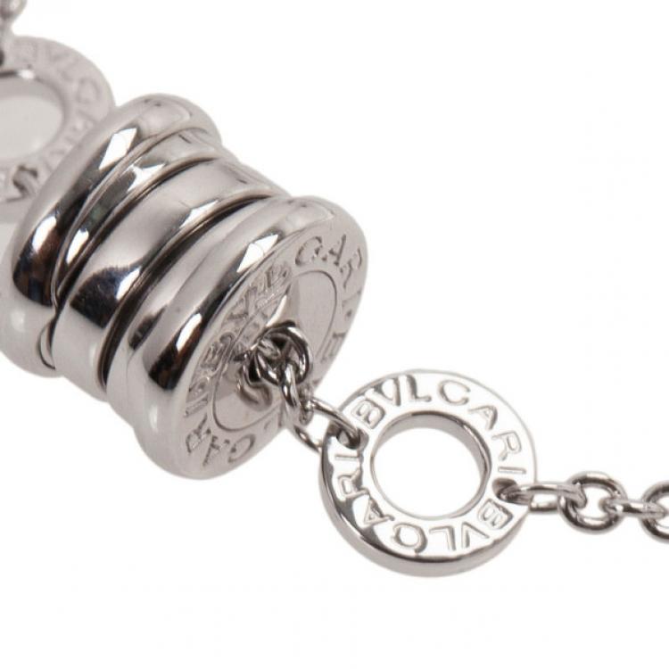 Pre Owned Bvlgari B.Zero1 18kt White Gold Soft Bracelet 19CM