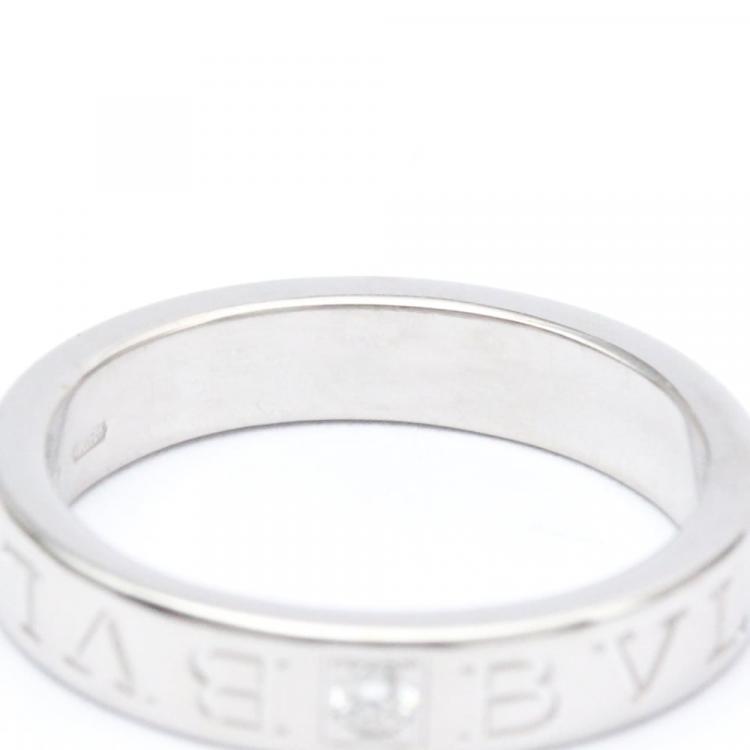 Pre Owned Bvlgari Bvlgari Bvlgari 18K White Gold Diamond Ring EU 56