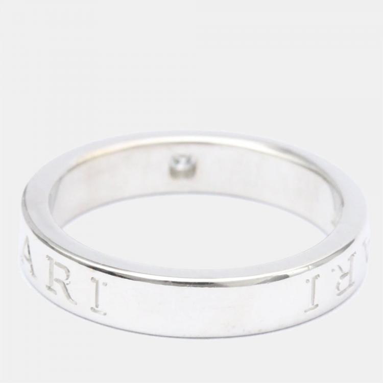 Pre Owned Bvlgari Bvlgari Bvlgari 18K White Gold Diamond Ring EU 56