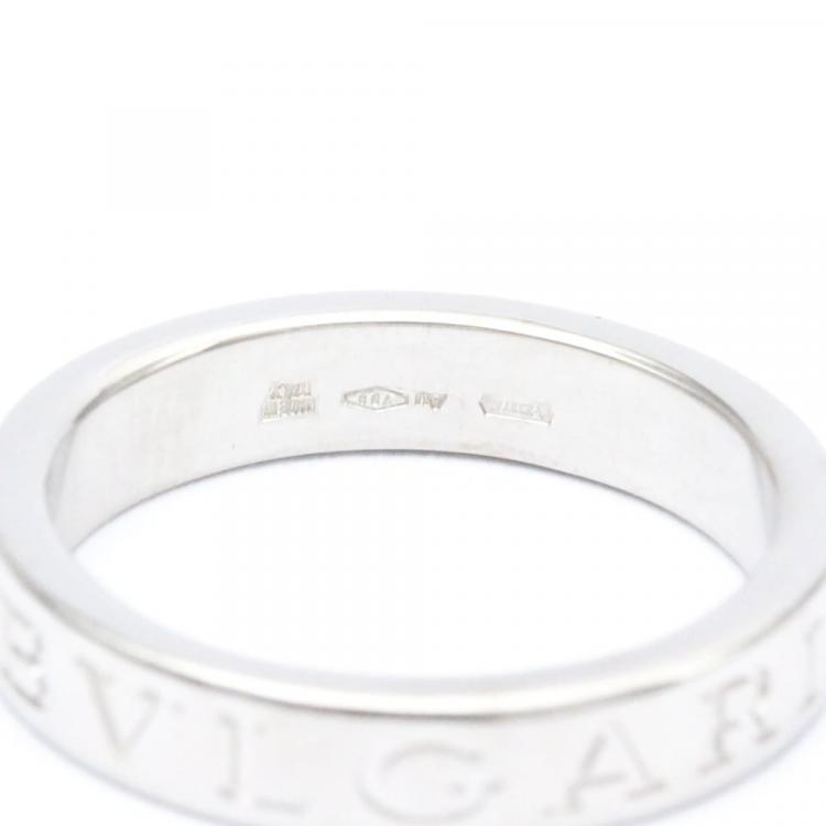 Pre Owned Bvlgari Bvlgari Bvlgari 18K White Gold Diamond Ring EU 56