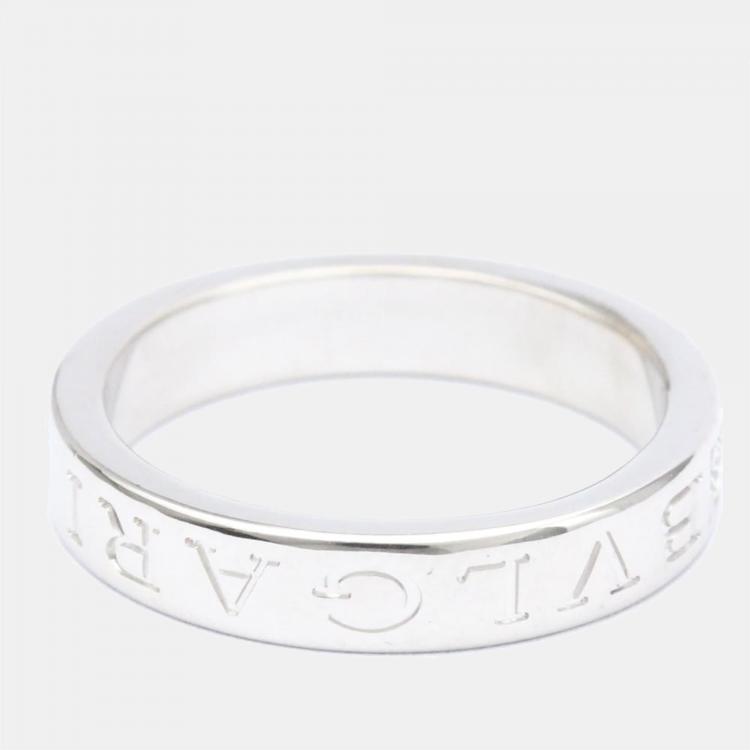 Pre Owned Bvlgari Bvlgari Bvlgari 18K White Gold Diamond Ring EU 56