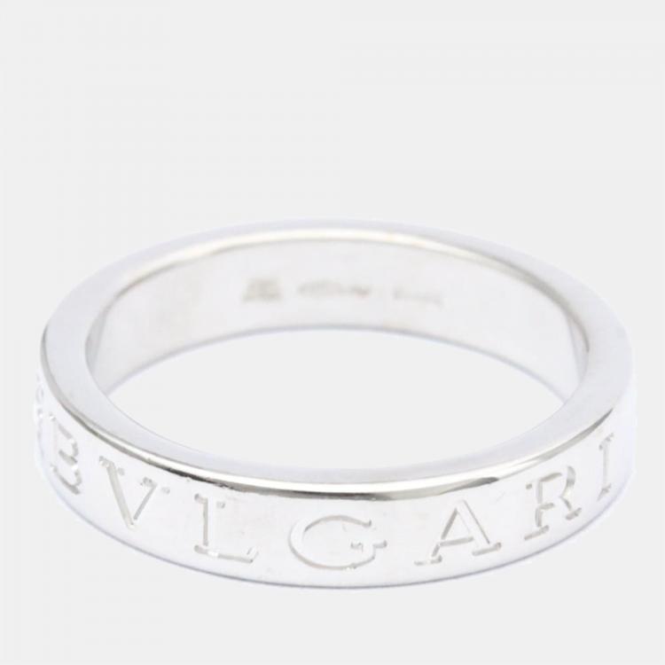 Pre Owned Bvlgari Bvlgari Bvlgari 18K White Gold Diamond Ring EU 56