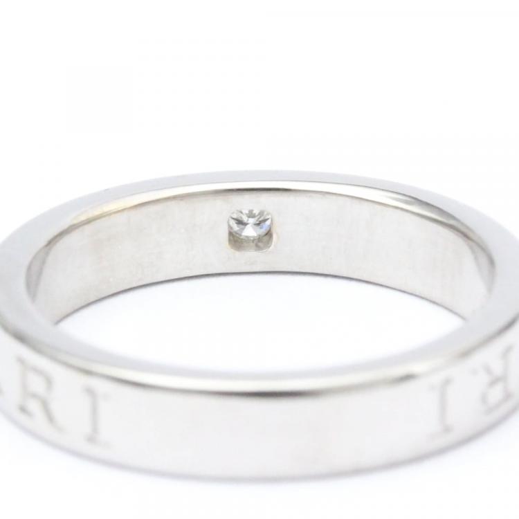 Pre Owned Bvlgari Bvlgari Bvlgari 18K White Gold Diamond Ring EU 56