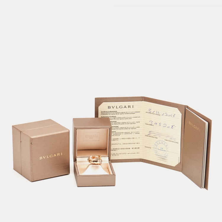 Pre Owned Bvlgari Serpenti Viper Diamond 18K Rose Gold One-Coil Ring Size 49