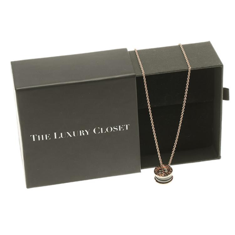 Pre Owned Bvlgari B.Zero1 Black Ceramic Gold Pendant Necklace