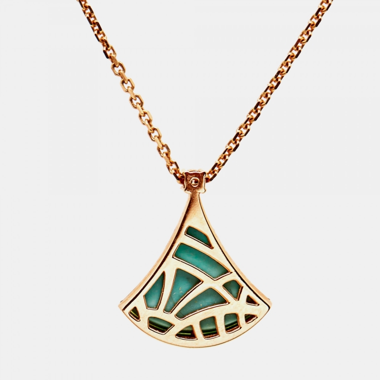 Pre Owned Bvlgari Divas' Dream Turquoise Diamond 18k Rose Gold Necklace