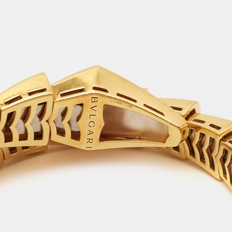 Pre Owned Bvlgari Serpenti Mother of Pearl 18K Yellow Gold Wrap Bracelet M
