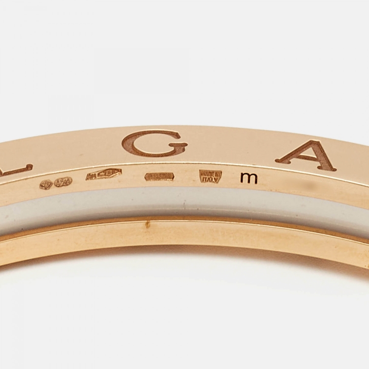Pre Owned Bvlgari B.Zero1 White Ceramic 18k Rose Gold Bracelet M