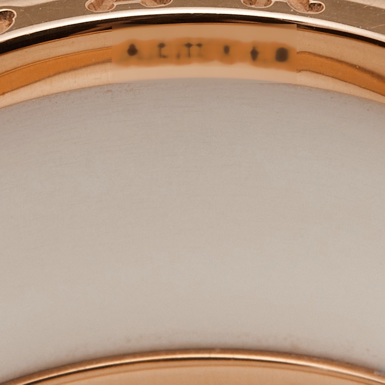 Pre Owned Bvlgari B.Zero1 4-Band Ceramic 18k Rose Gold Ring Size 56