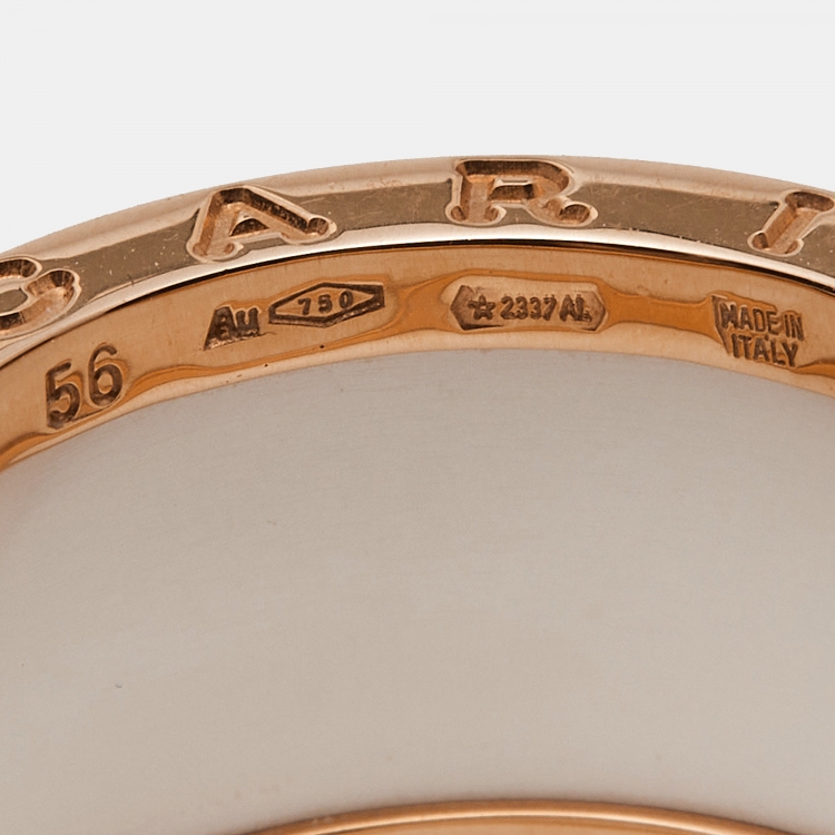 Pre Owned Bvlgari B.Zero1 4-Band Ceramic 18k Rose Gold Ring Size 56
