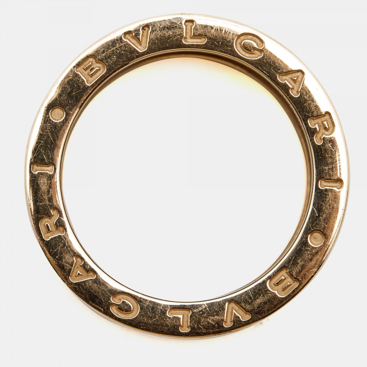 Pre Owned Bvlgari B.Zero1 4-Band Ceramic 18k Rose Gold Ring Size 57