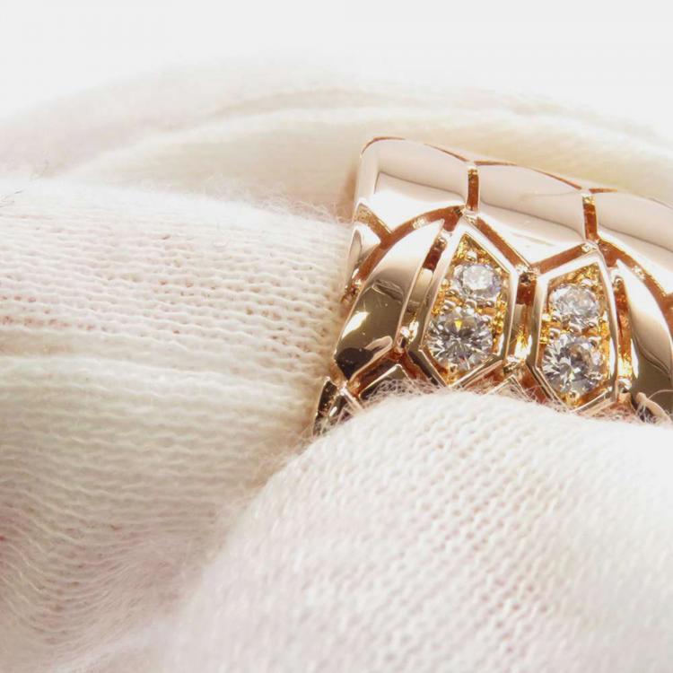 Pre Owned Bvlgari 18K Rose Gold and Diamond Serpenti Band Ring EU 53