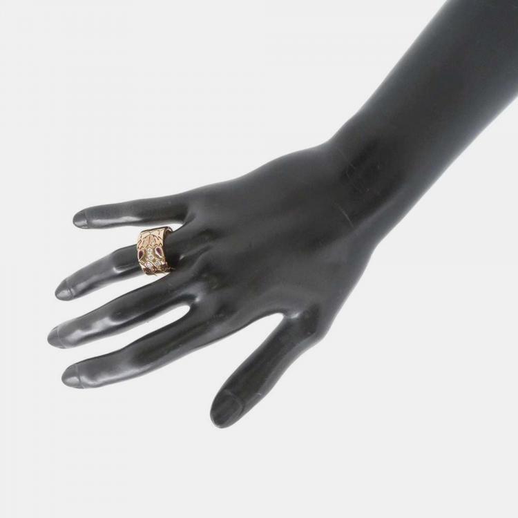 Pre Owned Bvlgari 18K Rose Gold and Diamond Serpenti Band Ring EU 53