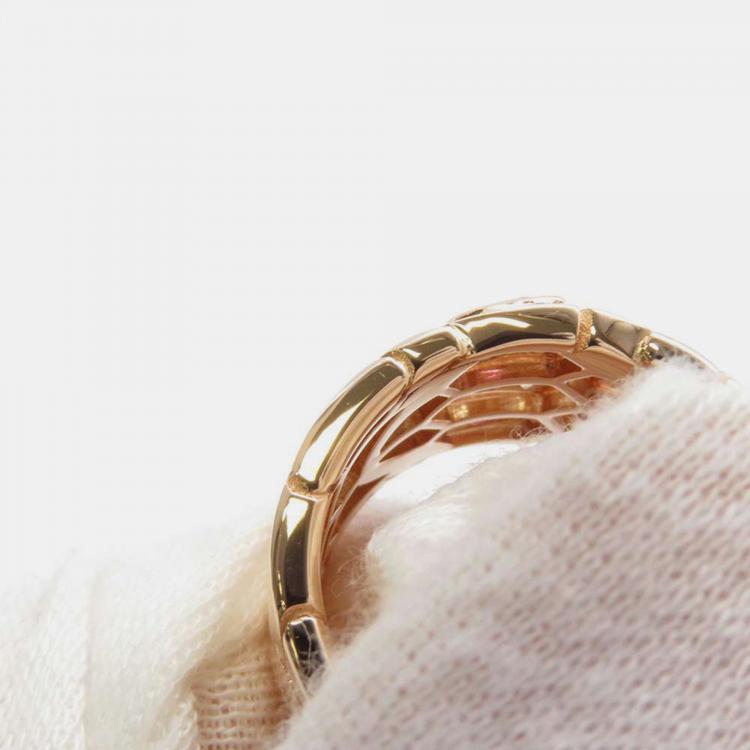 Pre Owned Bvlgari 18K Rose Gold and Diamond Serpenti Band Ring EU 53