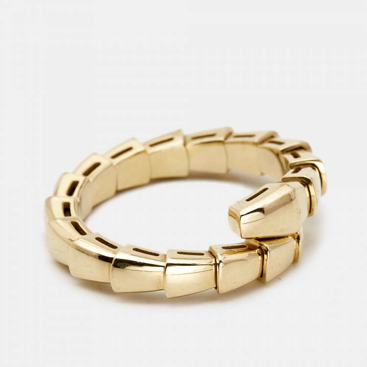 Pre Owned Bvlgari Serpenti Viper 18k Yellow Gold Ring Size 53