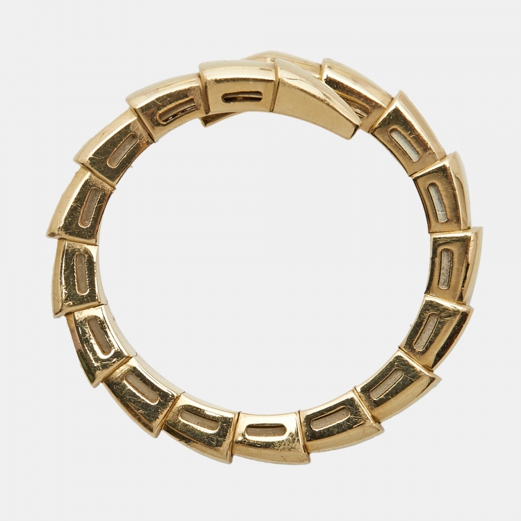 Pre Owned Bvlgari Serpenti Viper 18k Yellow Gold Ring Size 53