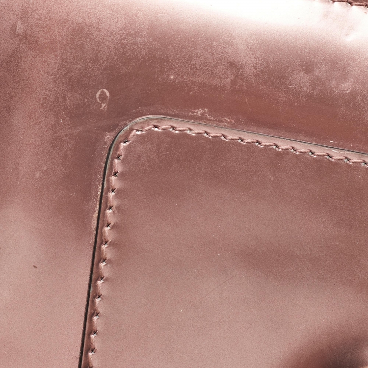 Pre Owned Bvlgari Pink Patent Leather Small Serpenti Forever Top Handle Bag