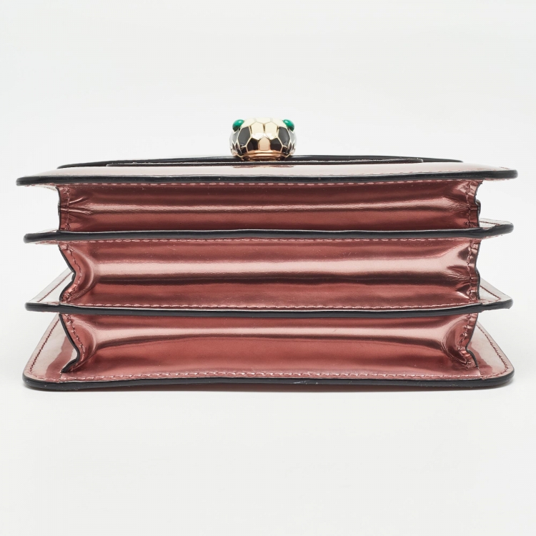 Pre Owned Bvlgari Pink Patent Leather Small Serpenti Forever Top Handle Bag