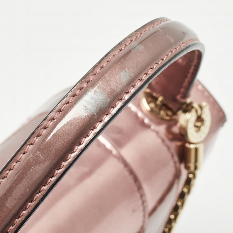 Pre Owned Bvlgari Pink Patent Leather Small Serpenti Forever Top Handle Bag