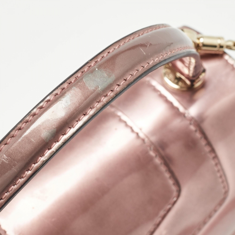 Pre Owned Bvlgari Pink Patent Leather Small Serpenti Forever Top Handle Bag