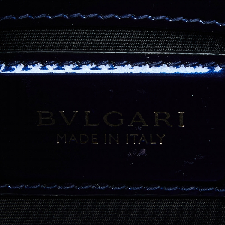Pre Owned Bvlgari Blue Patent Leather Medium Serpenti Forever Shoulder Bag