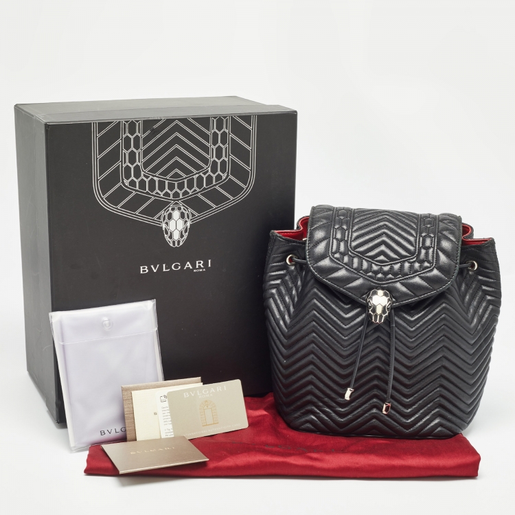 Pre Owned Bvlgari Black Quilted Leather Exclusive Edition Serpenti Forever Backpack