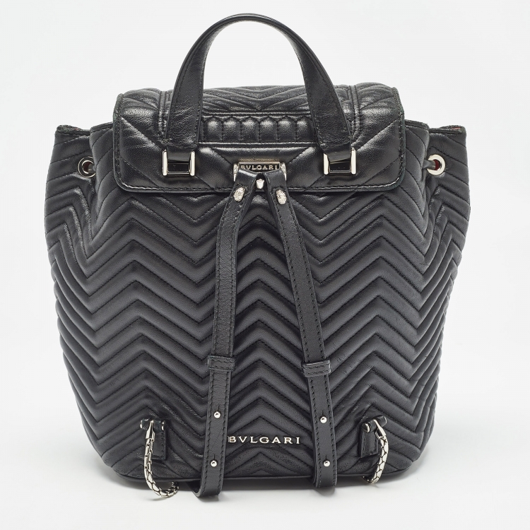 Pre Owned Bvlgari Black Quilted Leather Exclusive Edition Serpenti Forever Backpack