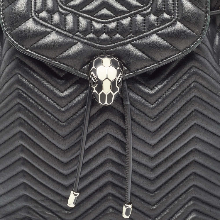 Pre Owned Bvlgari Black Quilted Leather Exclusive Edition Serpenti Forever Backpack